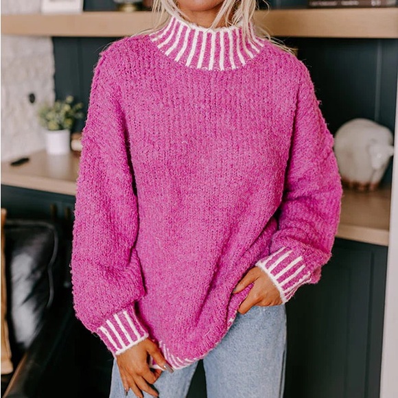 She + Sky Pink Women’s Knit Sweater - Picture 1 of 5